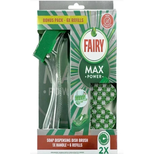 Набір щітка для миття посуду Fairy Max Power з 6 змінними серветками
